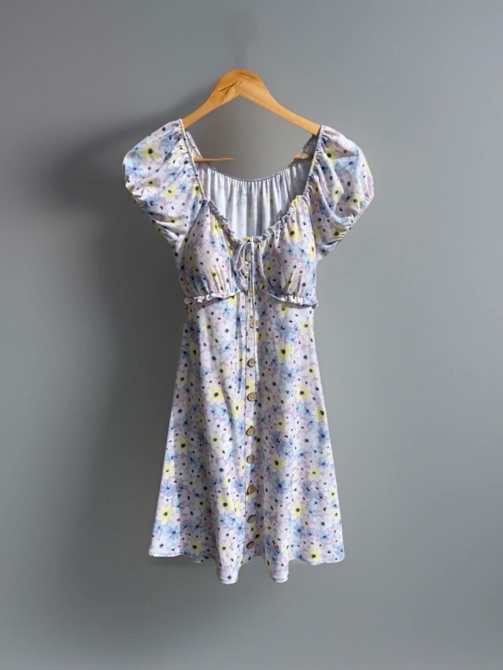 No Boundaries~Women’s Baby Doll~V Neck Padded Button Dress~Summer Floral Flowers
